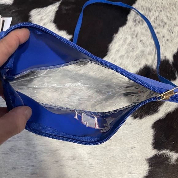 Clear‎ Crossbody Bag with Royal Blue Trim HTD Initials - Picture 3 of 3